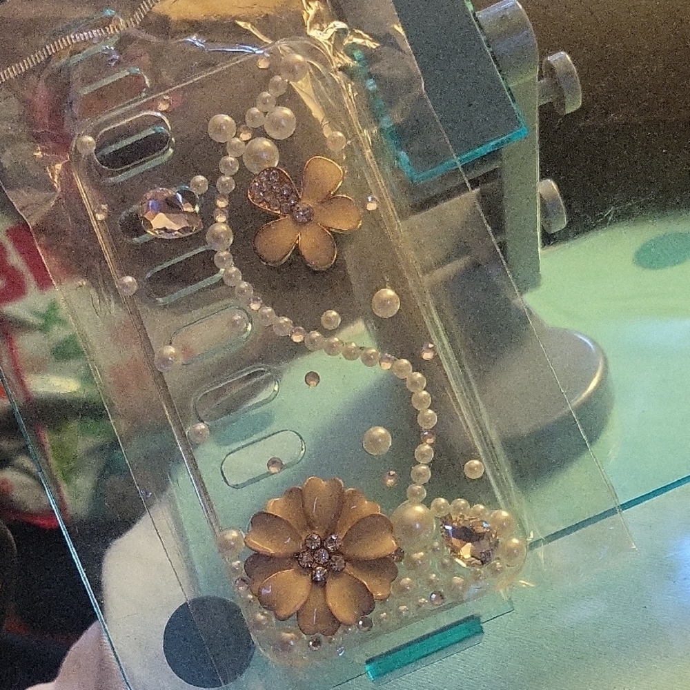 Floral Pearl Embellished Phone Case - Clear Iphone 5